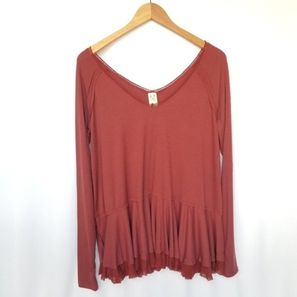 burnt orange peplum top